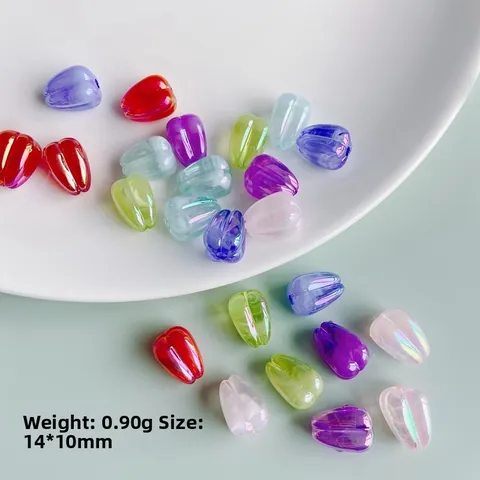 Iridescent Translucent Tulip Flower Bud Resin Beads For DIY Jewelry Making Crafts Bracelet Necklace Spacer Beads