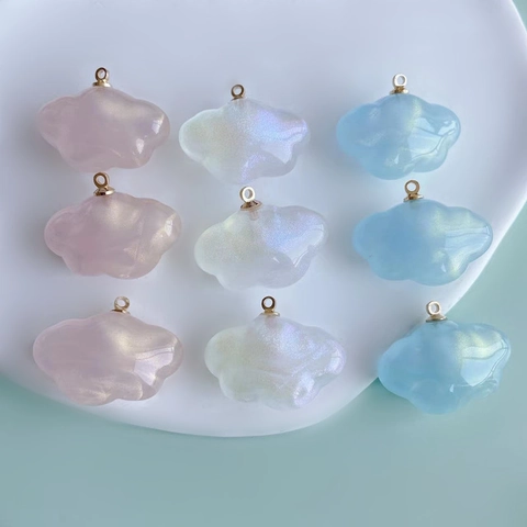 DIY Mermaid Artificial Pearl Cloud Pendants Acrylic Resin Charms For Jewelry Making Phone Chain Keychain Accessory Sweet Dreamy Style