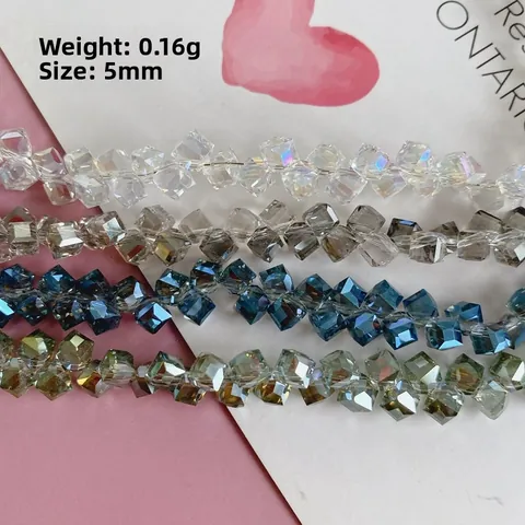 Geometrische Quadratische Facettierte Glasperlen DIY Schmuckherstellung Zubehör Bunte Transparente Kristall Glasur Lose Perlen