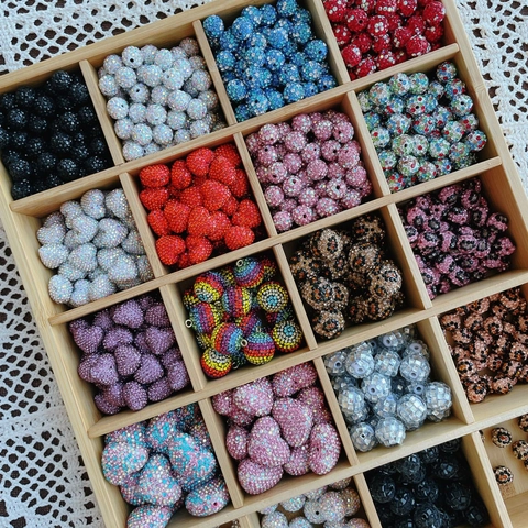 Perles en Strass Pave pour la Fabrication de Bijoux DIY Étincelantes Cœur Étoile Ronde Cube Nœud Forme Perles Bracelet Collier Accessoires