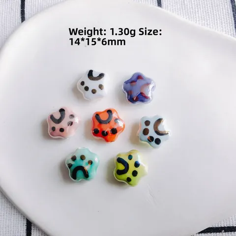 Cute Star Shape Ceramic Cat Paw Pendants Hand Painted Glazed Beads DIY Jewelry Accessories For Bracelet Necklace Making