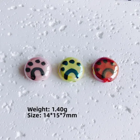 DIY Ceramic Cat Paw Round Loose Beads Hand Painted Glazed Jewelry Accessories For Necklace Bracelet Making Craft Decor
