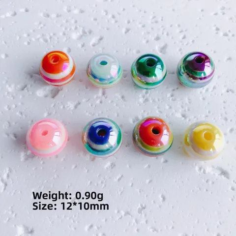 Acrylic Multicolor Aurora Bubble Beads Striped Lollipop Style Loose Beads Electroplated DIY Jewelry Accessories KP5330