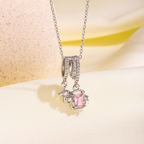 Mode Kupfer Strass Stern Herz Anhänger Halskette Für Damen Elegante Stahlfarbe Künstliche Perle Halskette Schmuck Geschenk