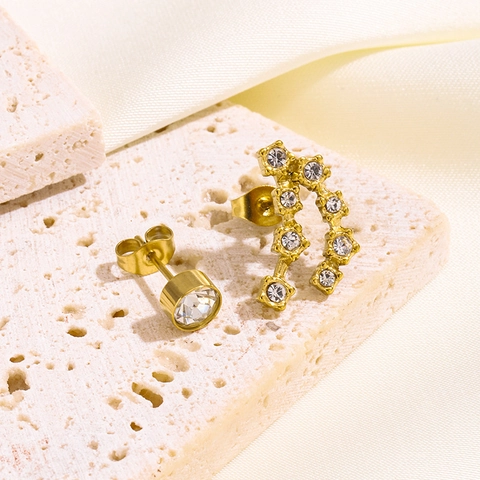 Tierkreiszeichen Geburtsstein Asymmetrische Titanstahl Ohrstecker Konstellation Zirkonia Vergoldete Ohrringe Für Damen Schmuck
