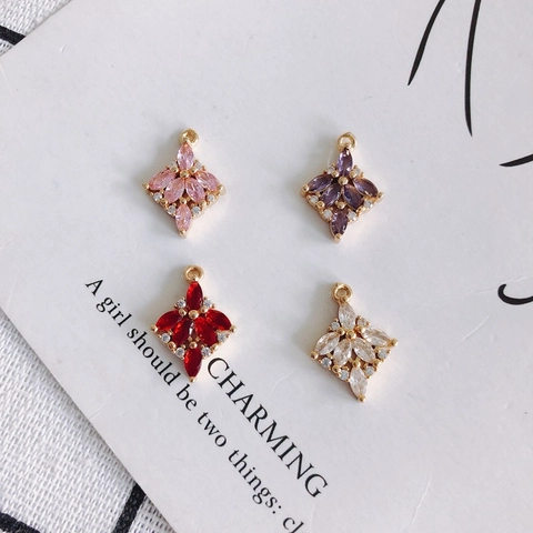 Kupfer Vergoldet Zirkonia Blume Diamant Anhänger Für DIY Ohrringe Halskette Herstellung Zubehör Vintage Stern Schmuck Charms