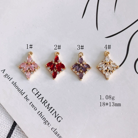 Kupfer Vergoldet Zirkonia Blume Diamant Anhänger Für DIY Ohrringe Halskette Herstellung Zubehör Vintage Stern Schmuck Charms