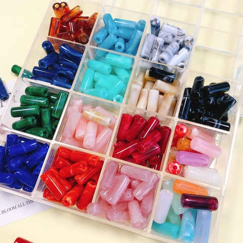 DIY Colorful Resin Cylinder Beads Marble Texture Tube Beads Straight Hole Charms For Jewelry Making Handcrafted Necklace Bracelet Accessories