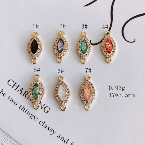 Marquise Sequin Resin Copper Gold Plated Double Loop Connector Charms With Inlaid Rhinestone For Earring Necklace Jewelry Making