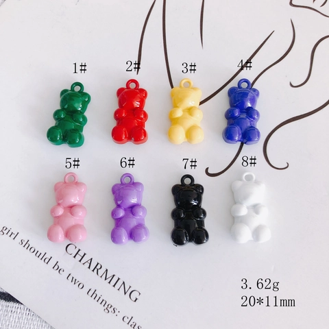 DIY Alloy Gummy Bear Pendant Colorful Candy Color Cartoon Bear Charm For Jewelry Making Necklace Bracelet Accessory