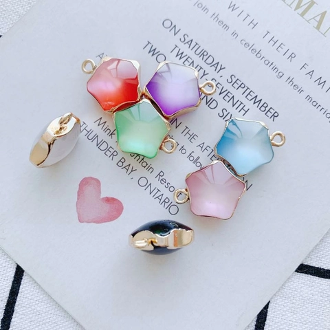 DIY Jewelry Star Resin Alloy Gold Plated Charm Pendant For Earring Necklace Bracelet Making Accessories Mixed Color Pendant