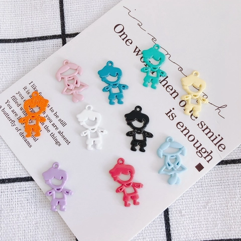 Bunte DIY Legierung Cartoon Junge Mädchen Charms Bemalte Anhänger Für Halskette Armband Ohrring Schmuckherstellung Zubehör