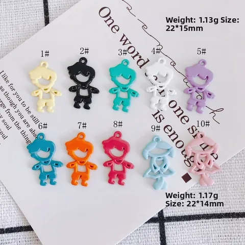 Bunte DIY Legierung Cartoon Junge Mädchen Charms Bemalte Anhänger Für Halskette Armband Ohrring Schmuckherstellung Zubehör
