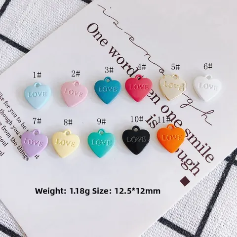 Minimalist Alloy Painted Heart Shape LOVE Letter Pendants Colorful Sweet Romantic Jewelry Making Charms For Necklace Bracelet DIY Craft