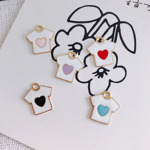 T-Shirt Shape Alloy Enamel Heart Pendants Colorful DIY Jewelry Making Accessories For Earrings Necklace Crafting Supplies