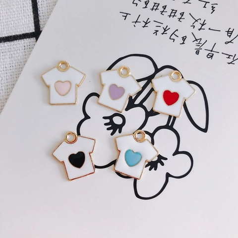 T-Shirt Shape Alloy Enamel Heart Pendants Colorful DIY Jewelry Making Accessories For Earrings Necklace Crafting Supplies