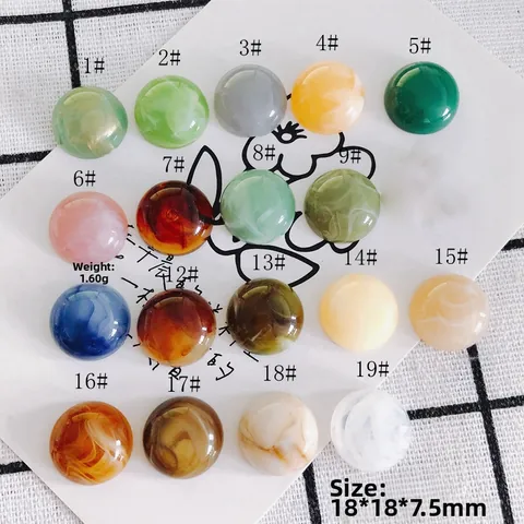 Round Resin Flatback Cabochons Marble Pattern DIY Jewelry Accessories For Shoe Charms And Phone Case Decoration