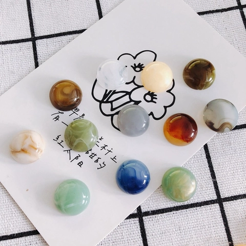 Round Resin Flatback Cabochons Marble Pattern DIY Jewelry Accessories For Shoe Charms And Phone Case Decoration