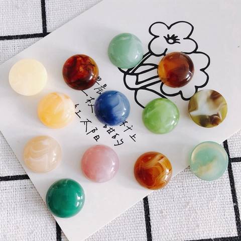 Round Resin Flatback Cabochons Marble Pattern DIY Jewelry Accessories For Shoe Charms And Phone Case Decoration