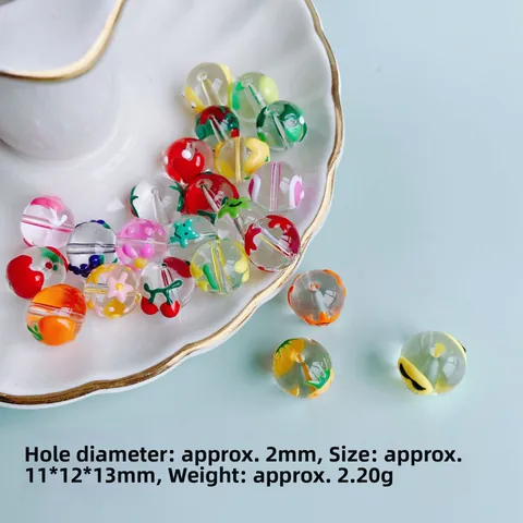 Hand-painted Vintage Fruit Flower Glass Beads Colorful Lampwork Spacer Beads For DIY Jewelry Making Necklace Bracelet Material