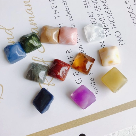 Square Marble Texture Resin Charms For DIY Earrings Necklace Jewelry Making Accessory Ink Wash Pattern Patch Craft Material