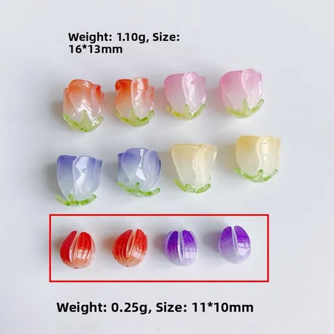 Simulation Rose Tulip Flower Bud Resin Beads For DIY Jewelry Making Necklaces Earrings Accessories Handmade Material
