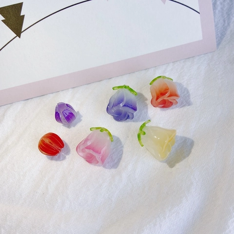 Simulation Rose Tulip Flower Bud Resin Beads For DIY Jewelry Making Necklaces Earrings Accessories Handmade Material