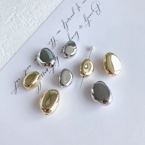 Perles en Résine Électroplaquée Forme de Galet Irrégulière Finition Miroir Accessoires de Bijouterie DIY pour Boucles d'Oreilles Bracelet Collier Or Argent