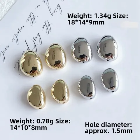 Perles en Résine Électroplaquée Forme de Galet Irrégulière Finition Miroir Accessoires de Bijouterie DIY pour Boucles d'Oreilles Bracelet Collier Or Argent