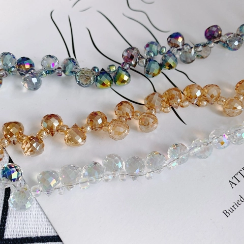 Faceted Crystal Glass Beads Jewelry Making DIY Iridescent AB Coating Loose Beads Colorful Water Drop Shaped Crafts Accessories