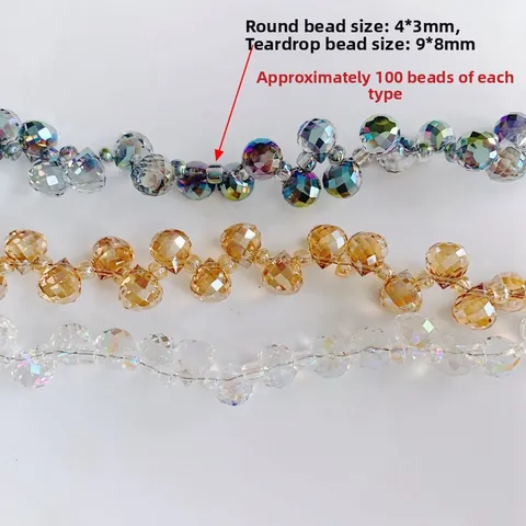 Faceted Crystal Glass Beads Jewelry Making DIY Iridescent AB Coating Loose Beads Colorful Water Drop Shaped Crafts Accessories