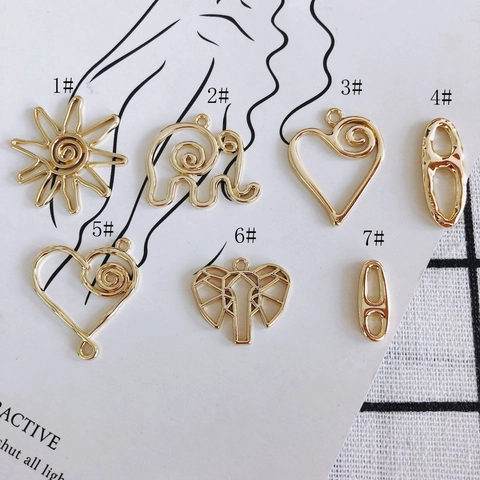 Alloy Gegalvaniseerde DIY Sieraden Accessoires Olifant Zon Hartvormige Hangers Goud Bedeltjes Voor Ketting Armband Maken DIY Materialen