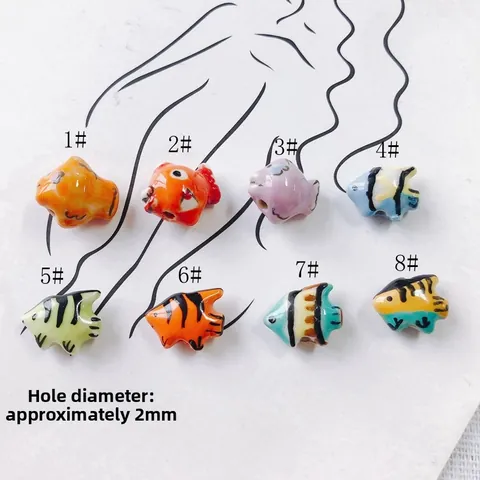 Hand Painted Ceramic Fish Beads Colorful Tropical Fish Charms For DIY Bracelet Necklace Earring Jewelry Making Accessories