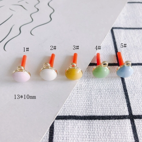DIY Alloy Round Enamel Pendants For Jewelry Making Minimalist Colorful Geometry Material With 925 Silver Earring Post