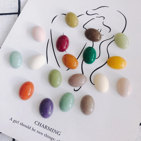 Colorful Oval Resin Cabochons Polished Smooth Flatback Resin Stones For DIY Jewelry Phone Case Accessories Crafting Materials