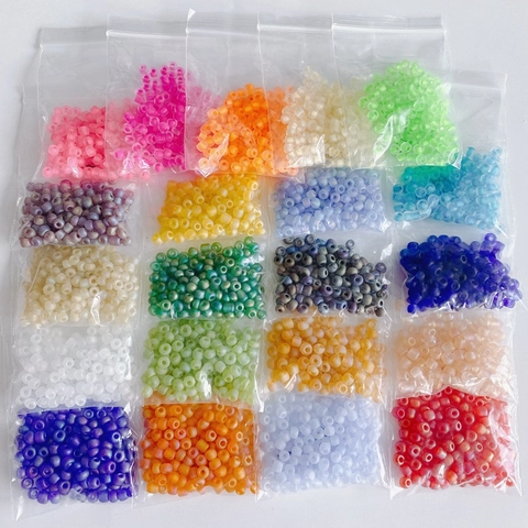 Cuentas de Semilla de Vidrio Esmerilado de 4mm Para Hacer Joyas DIY Cuentas Sueltas Redondas de Colores Para Collares Pulseras