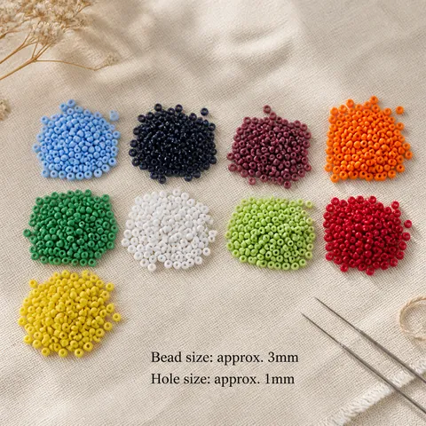 Ματ Γυάλινες Χάντρες Seed 3mm Πολύχρωμες Υλικό Κατασκευής Κοσμημάτων DIY για Κολιέ Βραχιόλι Στρογγυλές Μικρές Χάντρες Χονδρική