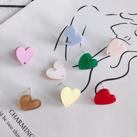 Perline Fai da Te in Acrilico a Forma di Cuore Con Perno in Argento Sterling 925 per Creazione Orecchini Accessori Gioielli