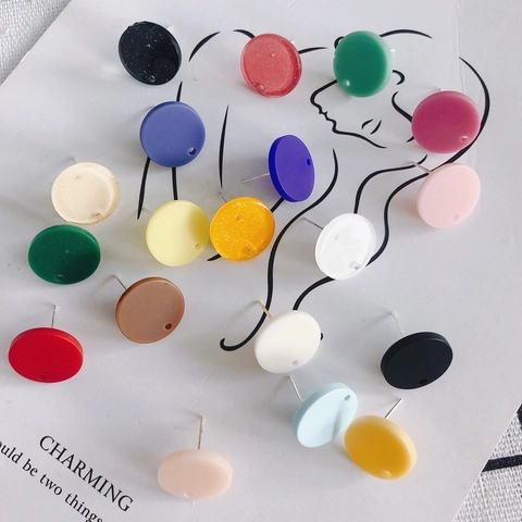 Minimalist Colorful Acrylic Round Stud Earrings For Women Sweet Fresh DIY Jewelry Accessories Circular Matte Glossy Earrings