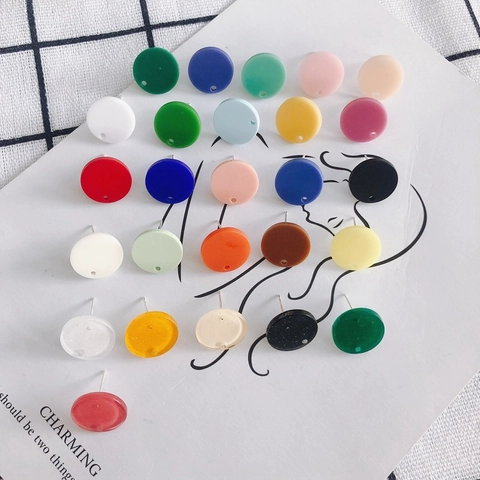 Minimalist Colorful Acrylic Round Stud Earrings For Women Sweet Fresh DIY Jewelry Accessories Circular Matte Glossy Earrings