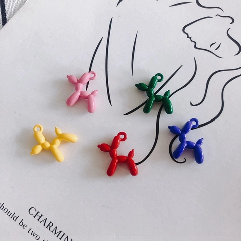 DIY Alloy Balloon Dog Pendants For Jewelry Making Abstract Colorful Animal Charms For Earrings Necklaces Bracelets Crafts
