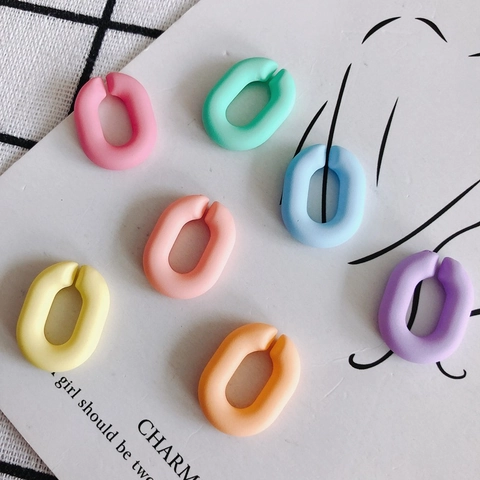 Anneaux de Jonction Ouverts Ovales en Acrylique Mat Couleur Bonbon Macaron Accessoire de Bijouterie DIY pour Porte-clés
