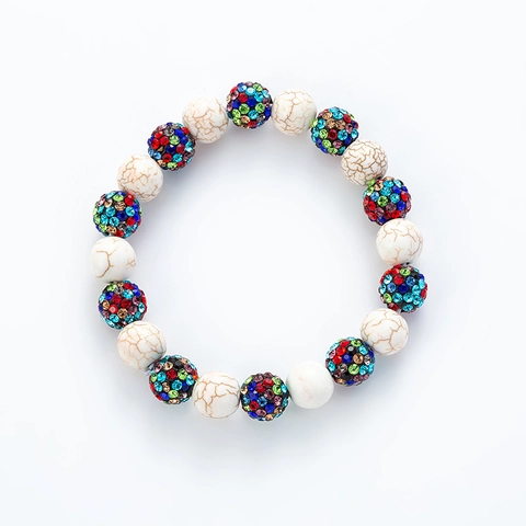 Bohemian Perlenarmband Für Damen Künstliche Perle Vulkangestein Synthetischer Stein Strass Ball Stretch Armband Ethno Schmuck Geschenk