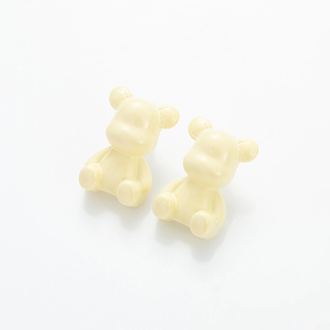 Cute Cartoon Resin Bear Stud Earrings For Women Girls Colorful Animal Shaped Polished Jewelry Gift