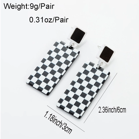 Koreanische Süße Schwarz Weiß Schachbrett Acryl Tropfenohrringe Für Damen Geometrische Herz Blumen Herz Hängeohrringe Schmuck Geschenk