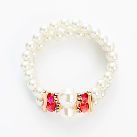 Böhmisches Doppelschichtiges Künstliches Perlenarmband Für Damen Mit Strassakzenten Mode Lagen-Perlenarmband Eleganter Schmuck Geschenk