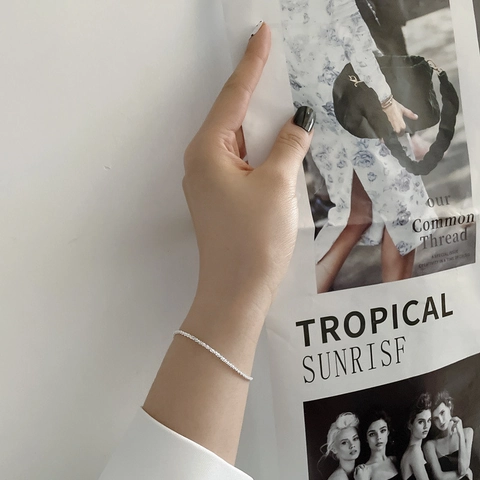 Minimalist S925 Sterling Silver Glistening Bracelet For Women Japanese Korean Style Starry Sky Dainty Link Chain Jewelry Gift