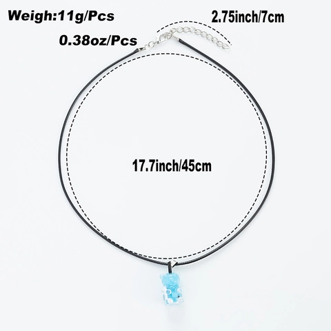 Cute Resin Gummy Bear Pendant Necklace For Women Girls Simple Stainless Steel Chain Animal Charm Necklace Jewelry Gift