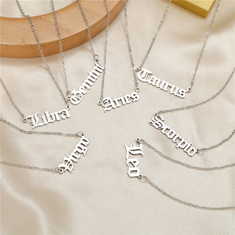 Gotische Altenglische Sternzeichen Anhänger Halskette Edelstahl Personalisiert Zwölf Sternbilder Schmuck Für Damen Herren Geschenk