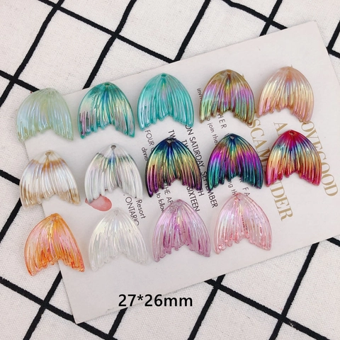 Accesorios de Joyería DIY Colgantes de Cola de Pez de Resina Iridiscente Degradado Para Pendientes Collar Hecho a Mano